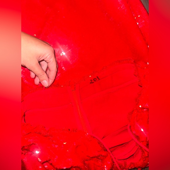 GANNI Sequinned Sleeveless Mini Dress in Red NWOT Last Chance Size 36 - Picture 15 of 15